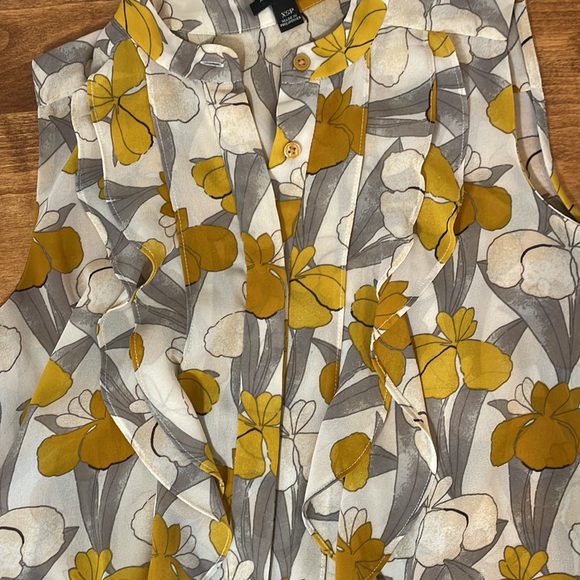 Ann Taylor Ruffled Flowered Sleeveless Blouse Size XSP - Picture 7 of 7